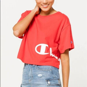 Champion red cropped T-shirt small